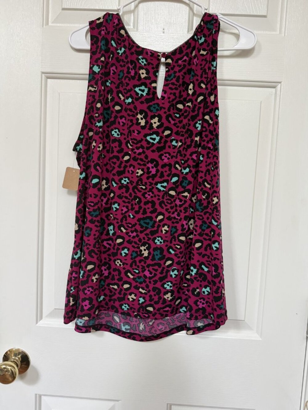 Worthington Size 2X Sleeveless Leopard Print Tank with Chain Detail - Picture 5 of 6